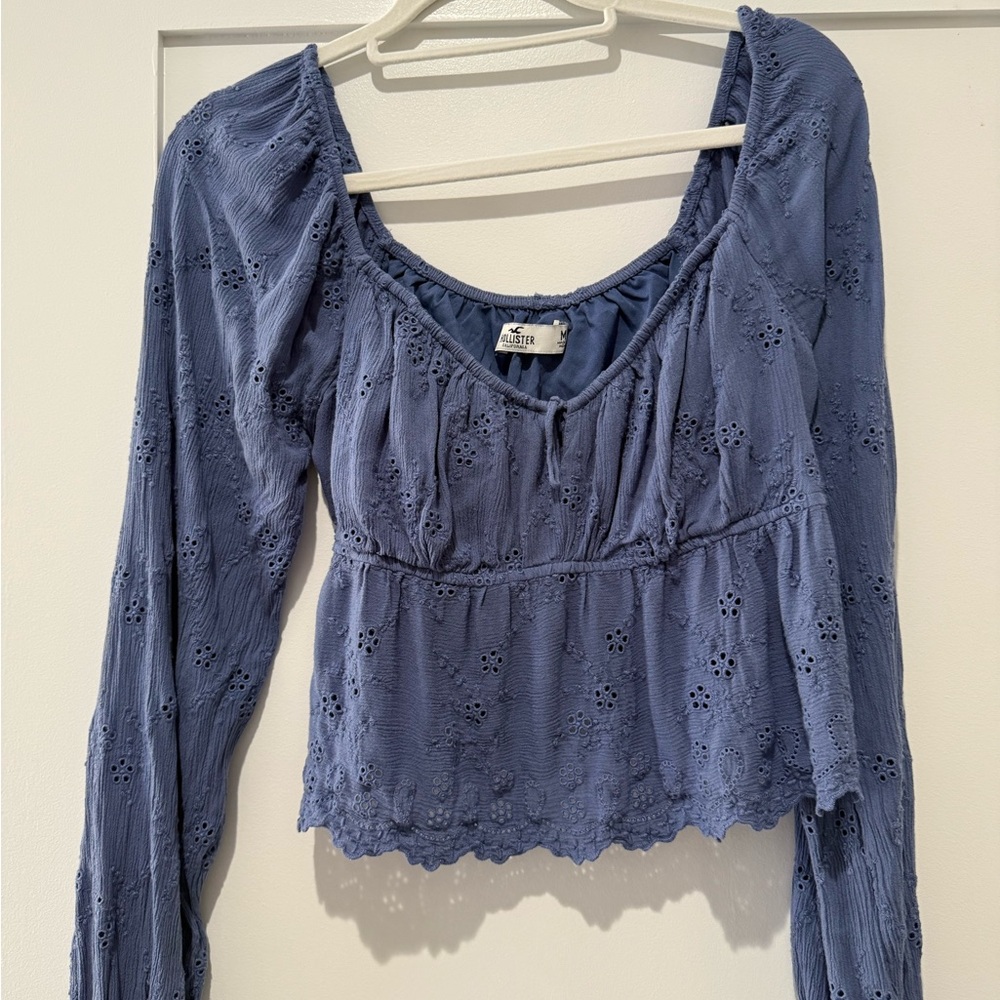 Hollister Indigo Eyelet Blouse